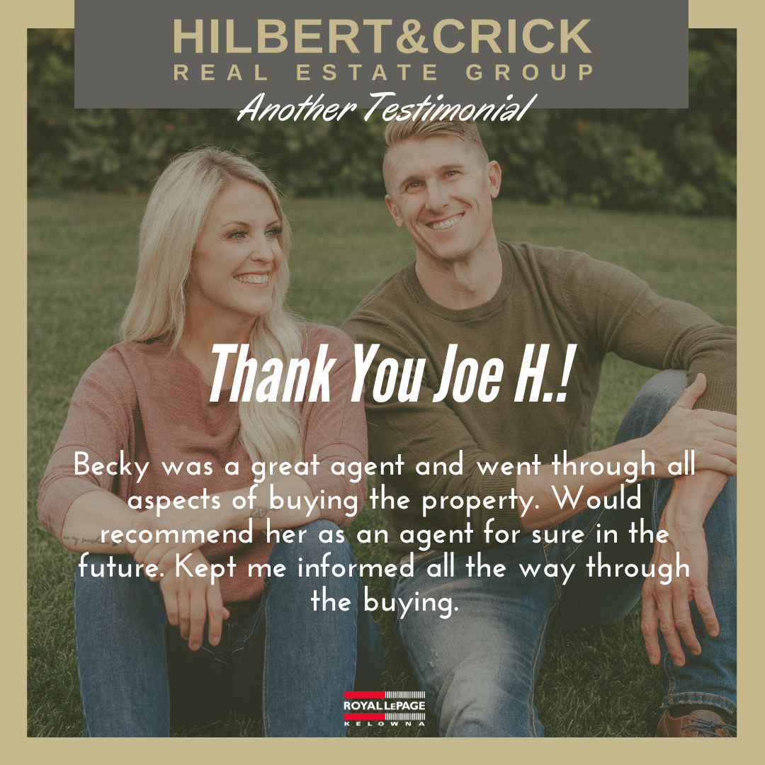 joe testimonial hilbert and crick google reviews best kelowna real estate