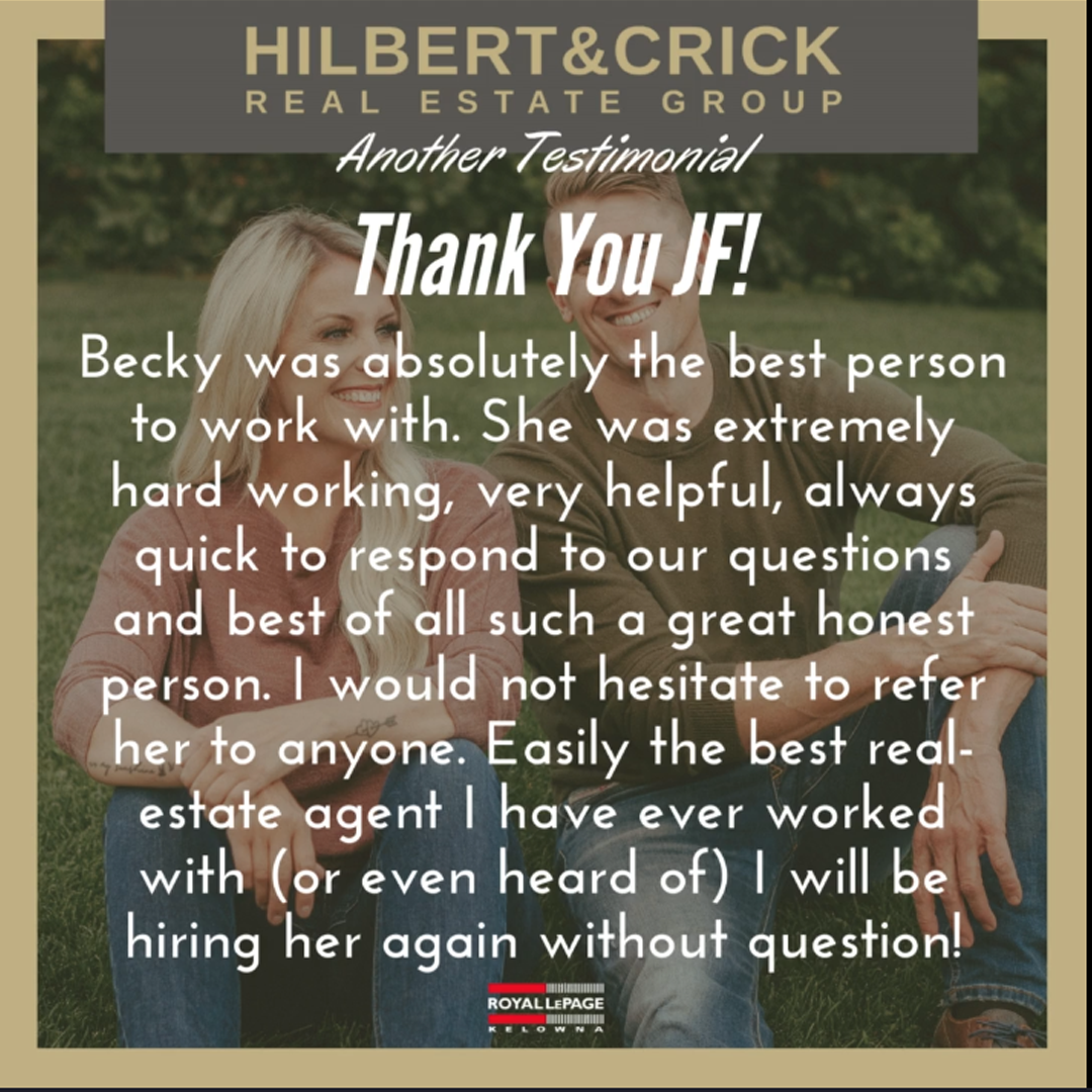 jf testimonial for becky hilbert real estate agent kelowna